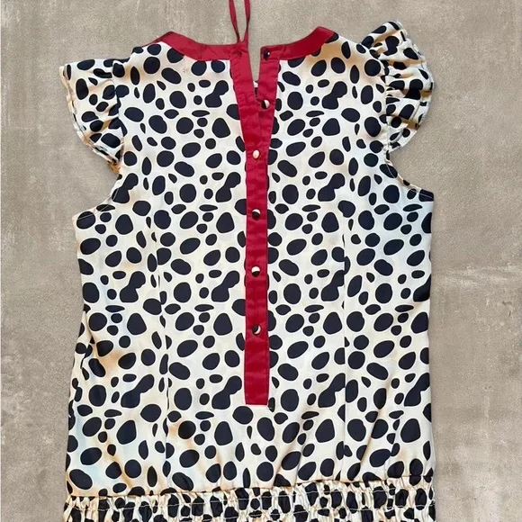 Rock & Republic Polka Dot Blouse Red Trim Ruffle Sleeve Size M - Picture 1 of 3